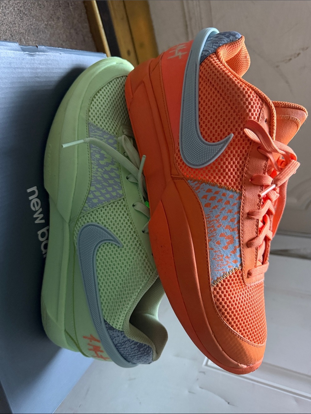 Nike Men’s Ja 1 Orange and Light Green Mesh Sneakers